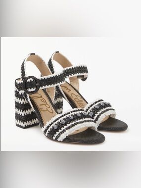Sam Edelman Olisa Raffia Block Heel Sandals Size 10